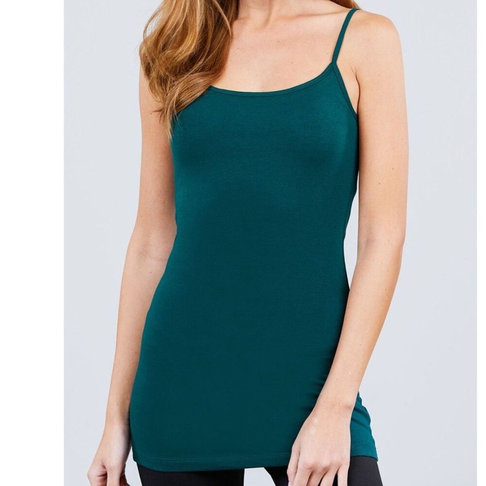 Basic Layering Tank Camisole Longer Length Jungle Green XXXL 3XL